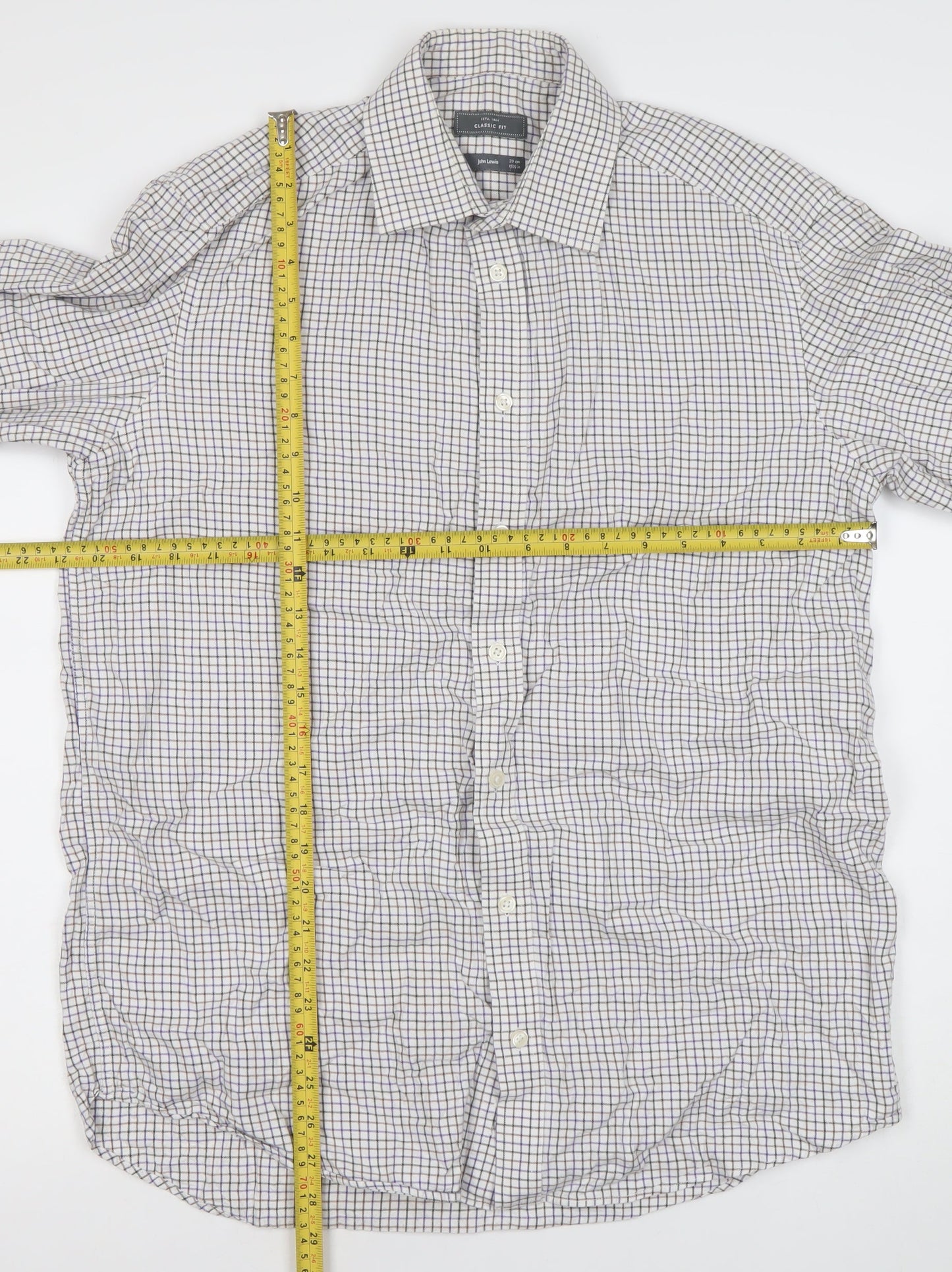 John Lewis Mens Multicoloured Check Classic Fit Shirt 39cm