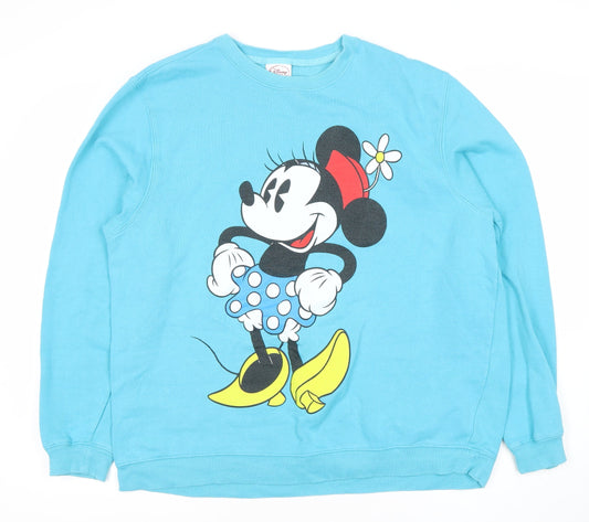 Disney Women Blue Minnie Mouse XXL Sweatshirt Crew Neck Pullover