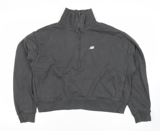 New Balance Womens Black M Sweatshirt 1/4 Zip Logo Sportswear