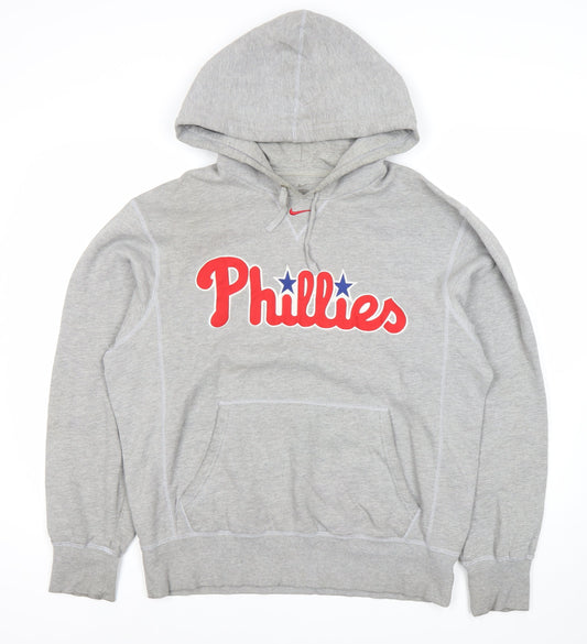 Nike Mens Grey Pullover Hoodie Medium Phillies Logo Sportswear