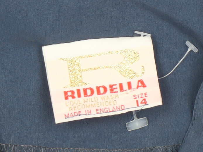 Riddella Womens Blue Polyester Blouse Size 14 V-Neck Button Up