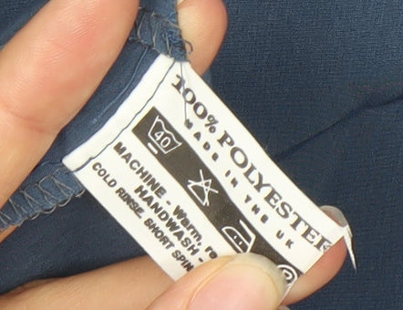 Riddella Womens Blue Polyester Blouse Size 14 V-Neck Button Up