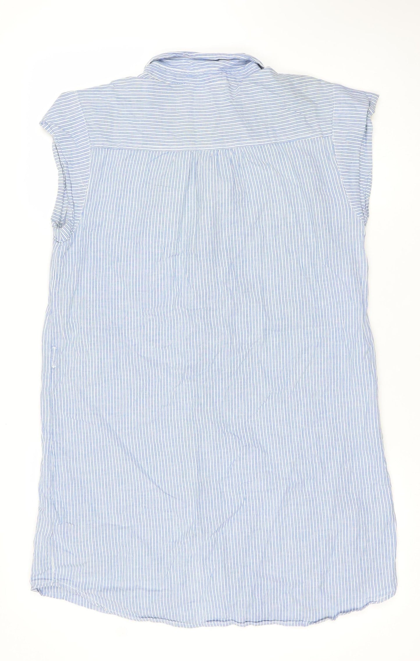 Look Women’s Blue Striped Shirt Dress Size 12 Cotton Casual