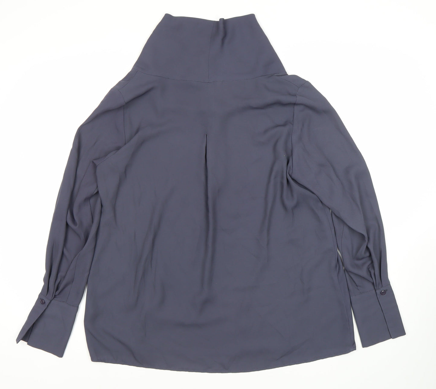 Jaeger Women’s Grey High Neck Long Sleeve Viscose Blouse Size 14