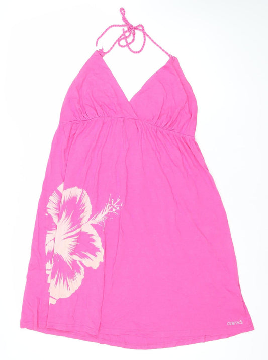 Animal Womens Pink Floral Halter Short Summer Dress Size 16