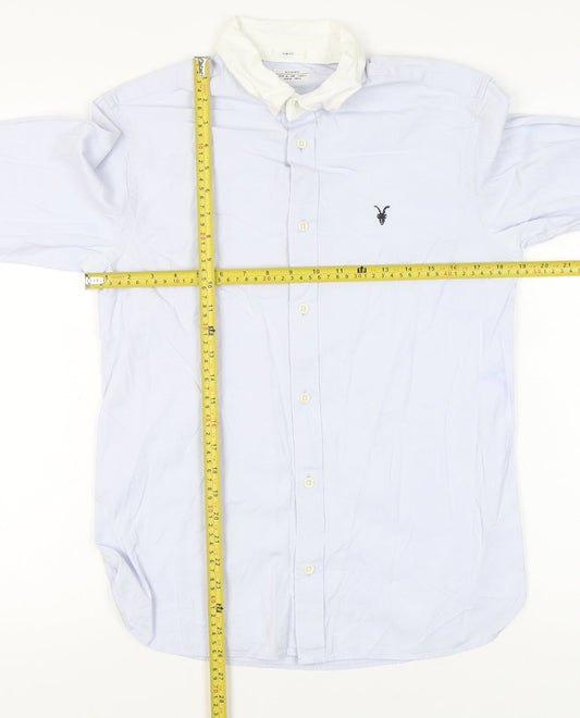 AllSaints Men’s Blue Slim Fit Long Sleeve Button-Up Shirt S