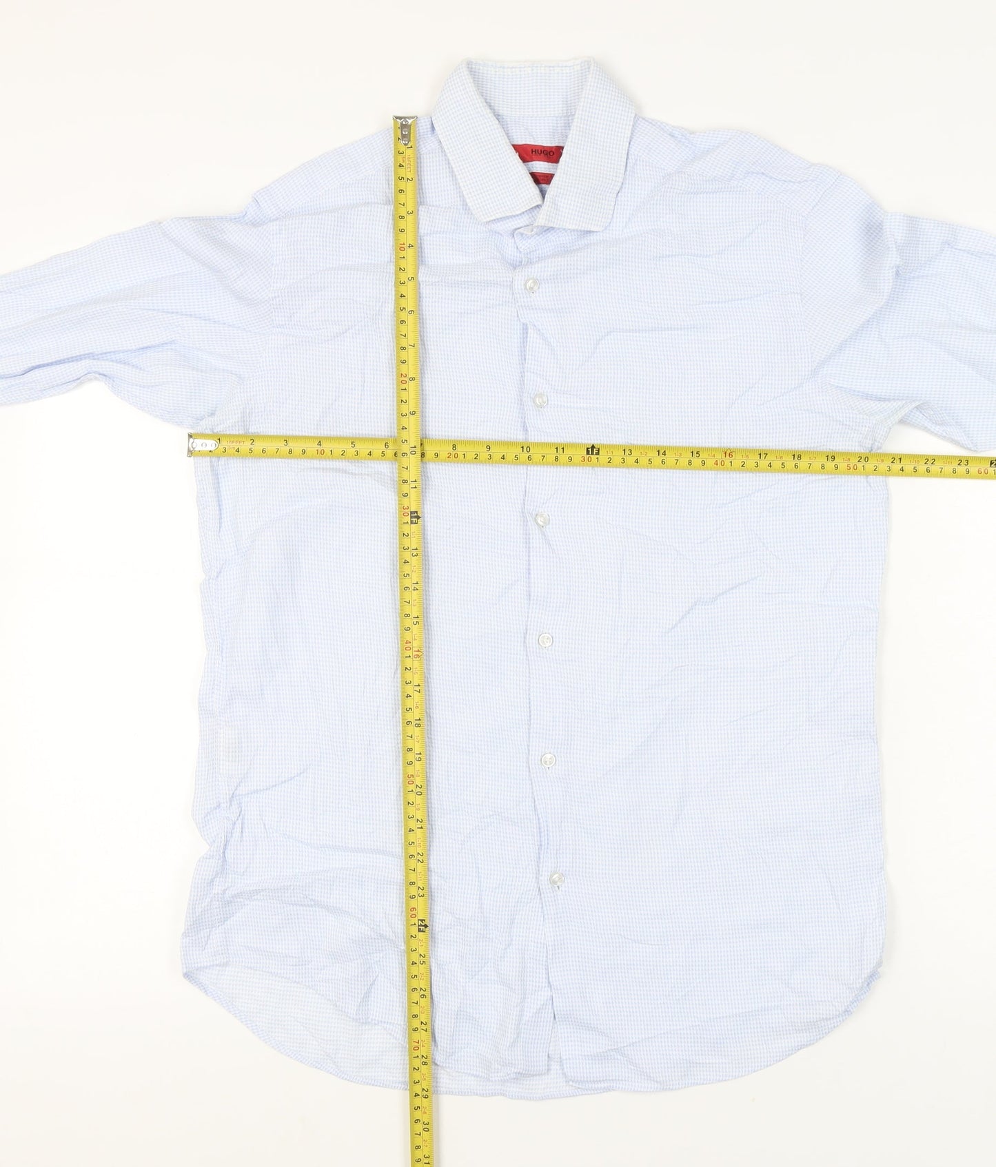 Hugo Boss Men's Blue 16 Regular Fit Egyptian Cotton Long Sleeve Shirt