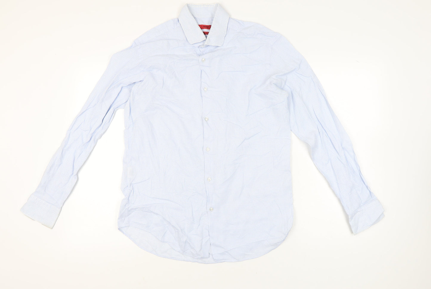 Hugo Boss Men's Blue 16 Regular Fit Egyptian Cotton Long Sleeve Shirt