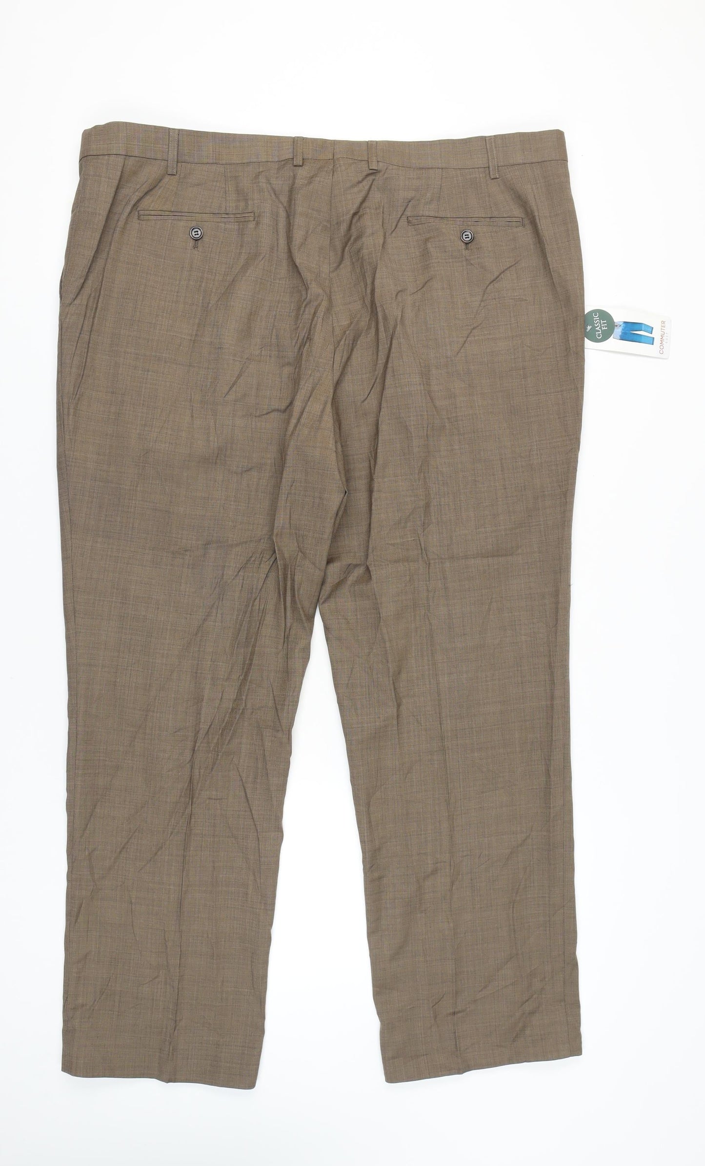 Skopes Men’s Brown Wool Blend Classic Fit Dress Pants Trousers 46R
