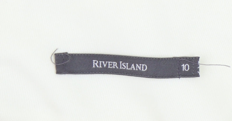 River Island Women’s Ivory Cropped Trousers Size 10 Embroidered