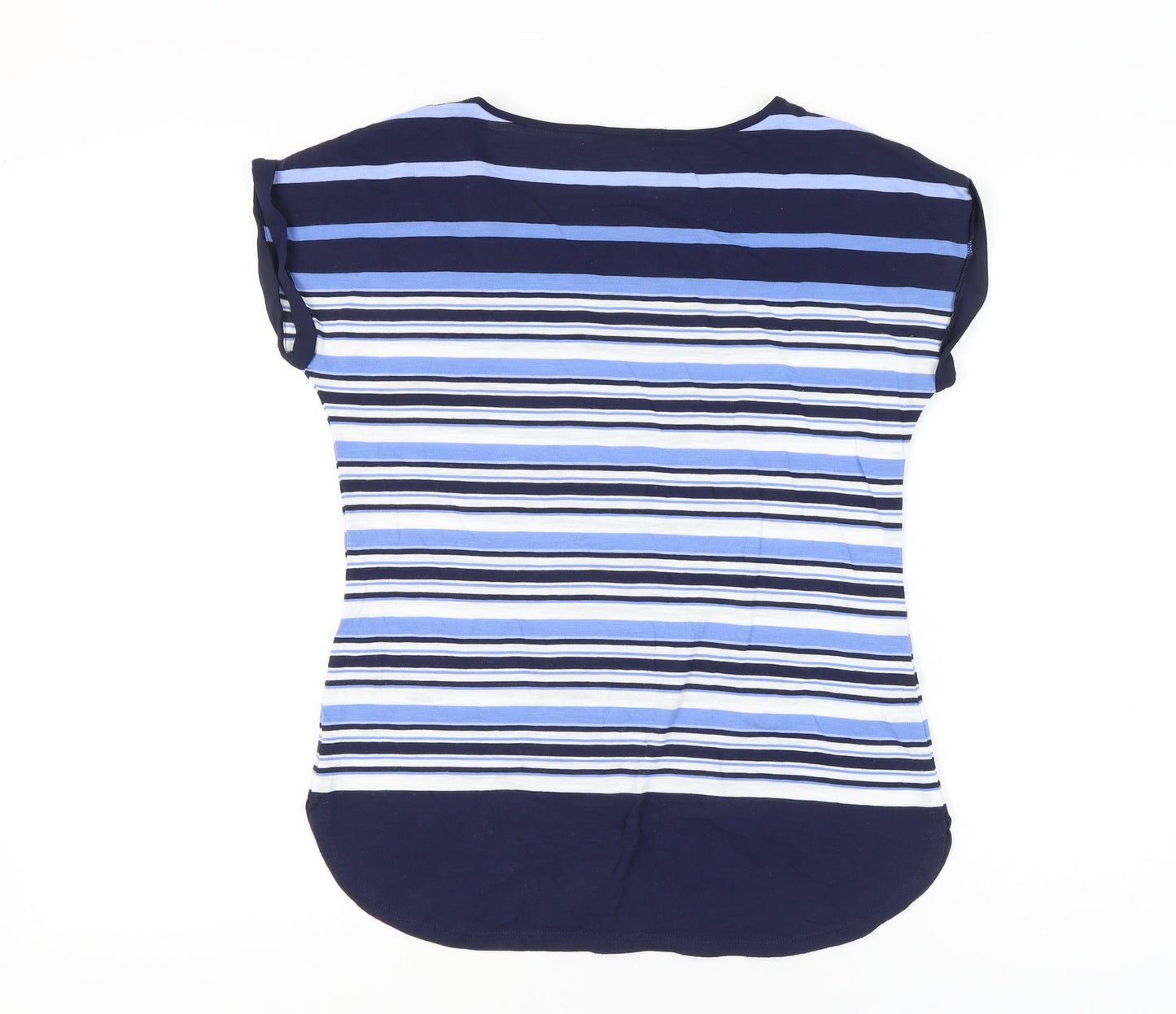 Oasis Womens Blue Striped T-Shirt Small Cap Sleeve Casual Top
