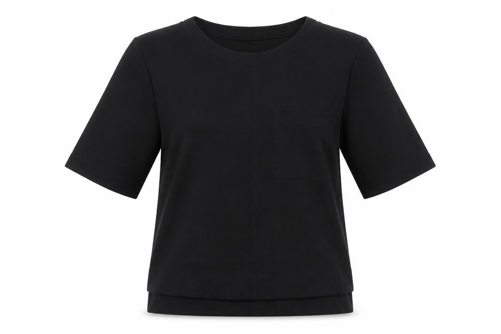 Warehouse Women’s Black UK 8 3/4 Sleeve Basic T-Shirt Polyester Blend
