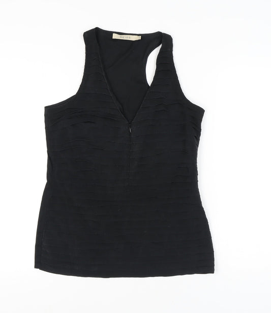 Reiss Womens Black Size 10 Sleeveless V-Neck Silk Tank Top