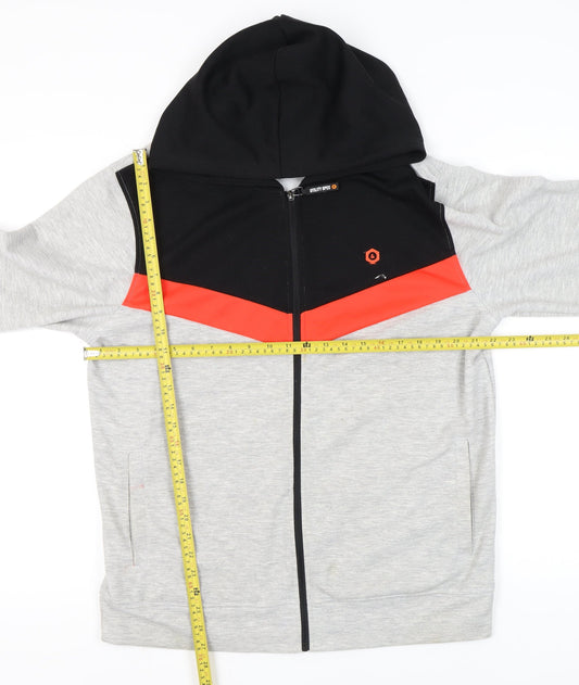 Jack & Jones Men’s XL Grey Black Red Full Zip Hoodie Jacket