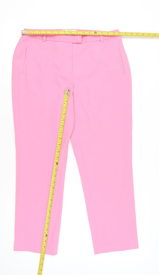 Miss Selfridge Womens Pink Size 14 Straight Leg Trousers