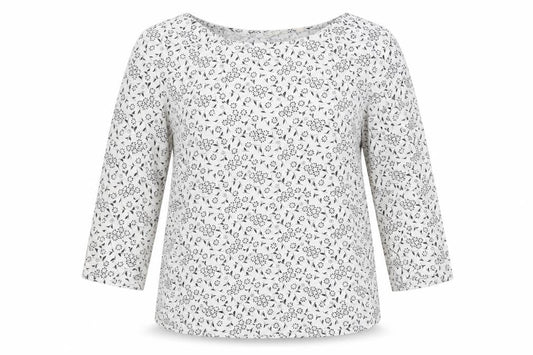 FatFace Womens White Floral Tunic Blouse Scoop Neck UK 10