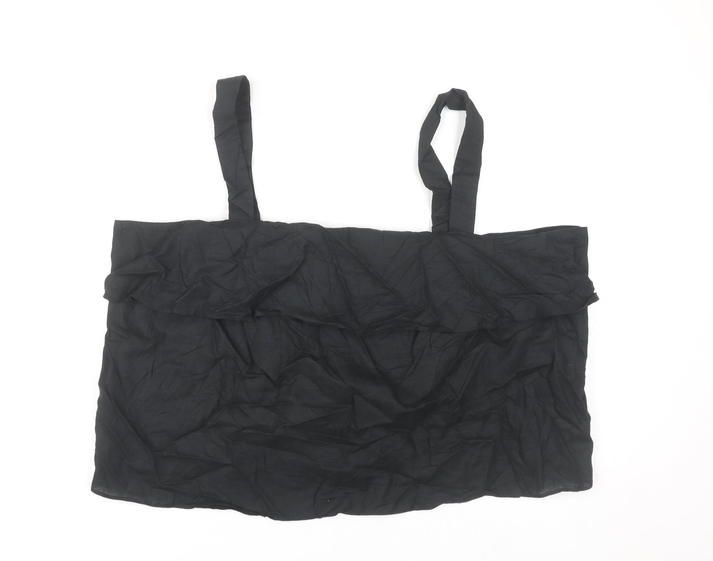 Marks and Spencer Women’s Black Linen Cotton Ruffle Tank Top Size 20