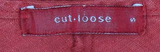 Cut Loose Women Red Linen Hi-Low A-Line Short Sleeve Dress S