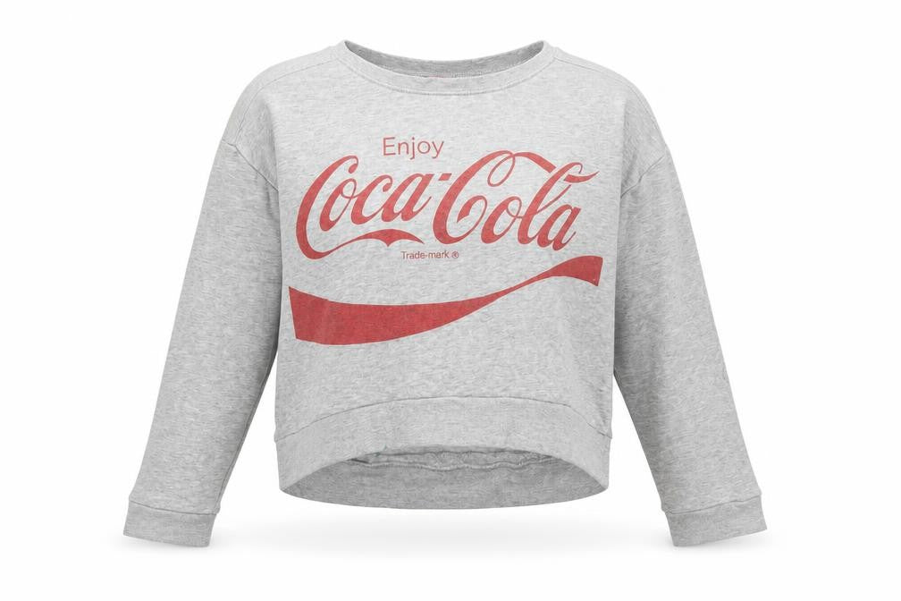 Coca Cola Girls Grey Logo Sweatshirt 12-13 Years Pullover Crew Neck