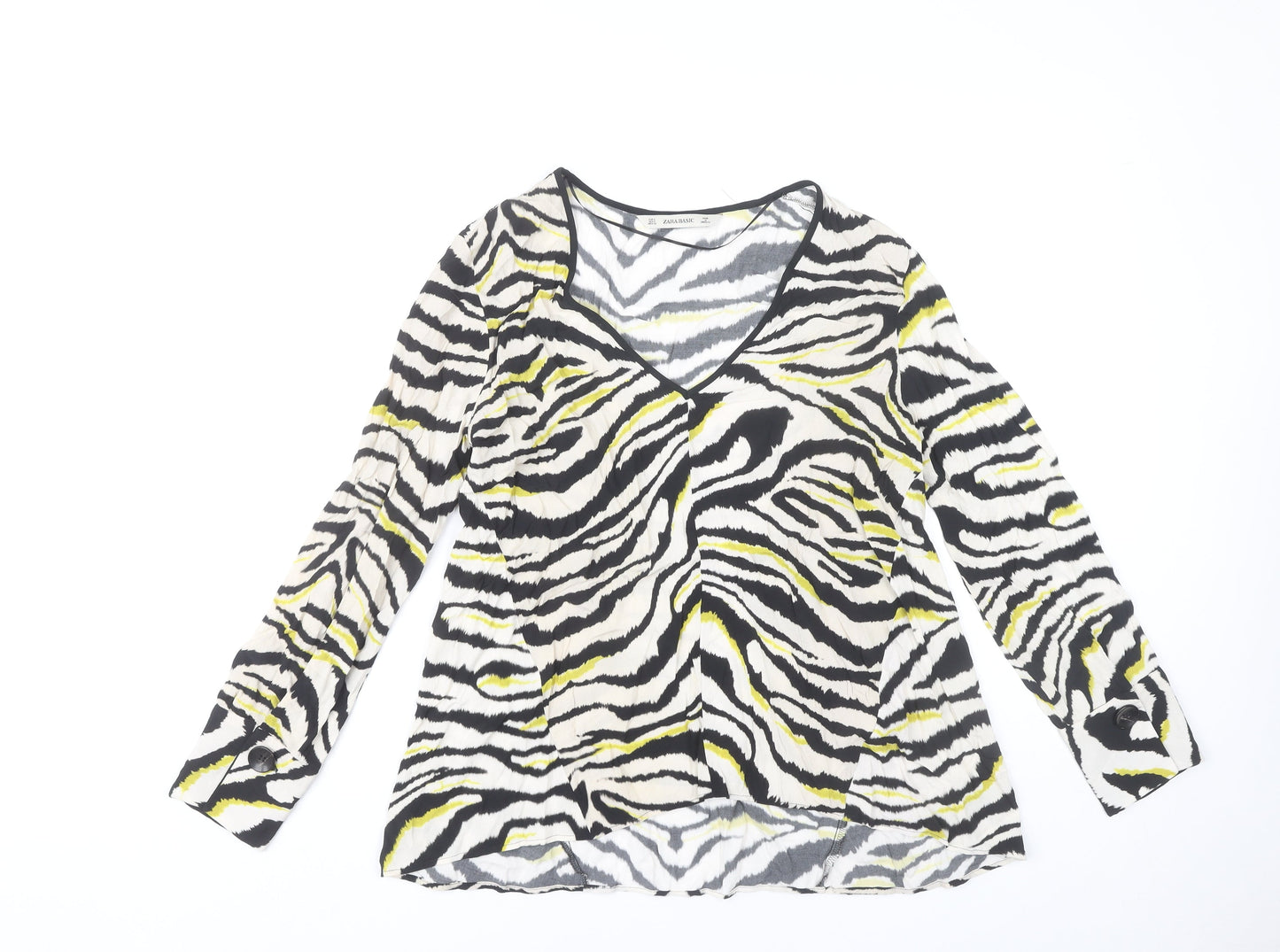 Zara Basic Womens Multicoloured Animal Print Blouse S Viscose Tunic