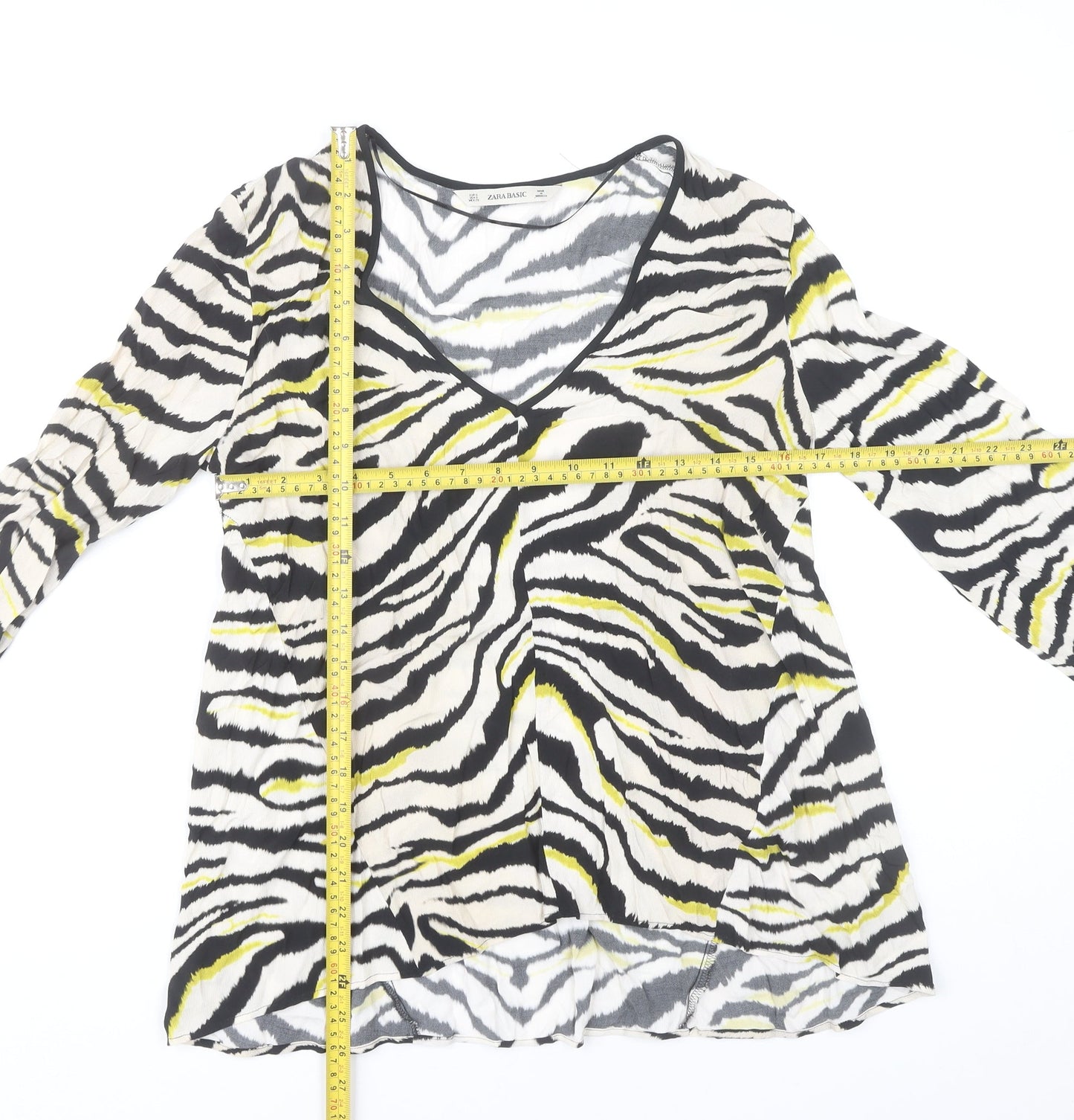 Zara Basic Womens Multicoloured Animal Print Blouse S Viscose Tunic