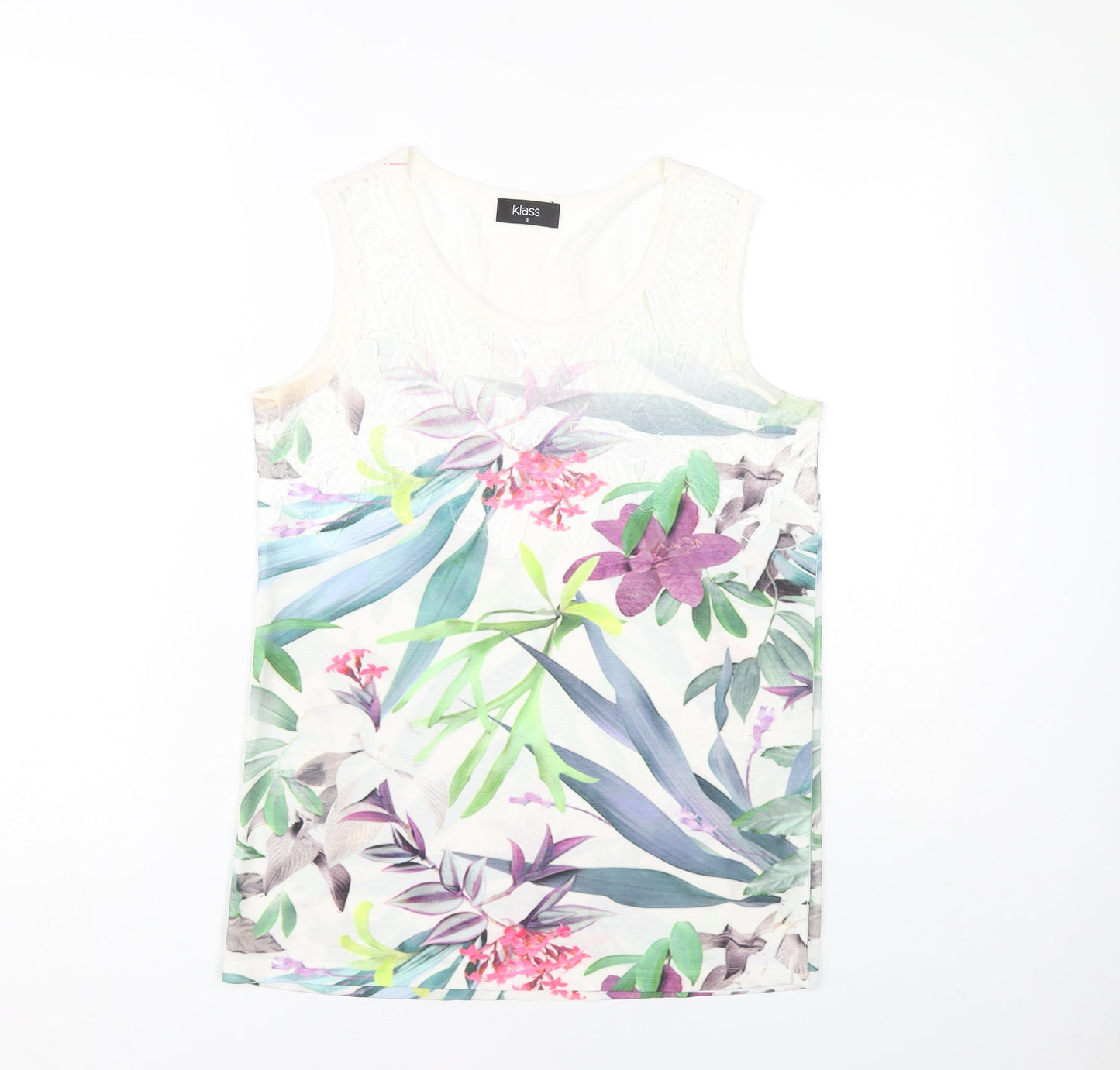 Klass Womens Multicoloured Floral Tank Top Scoop Neck Summer S