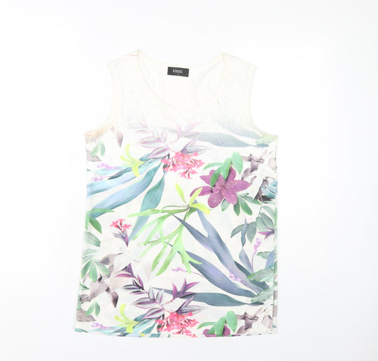 Klass Womens Multicoloured Floral Tank Top Scoop Neck Summer S