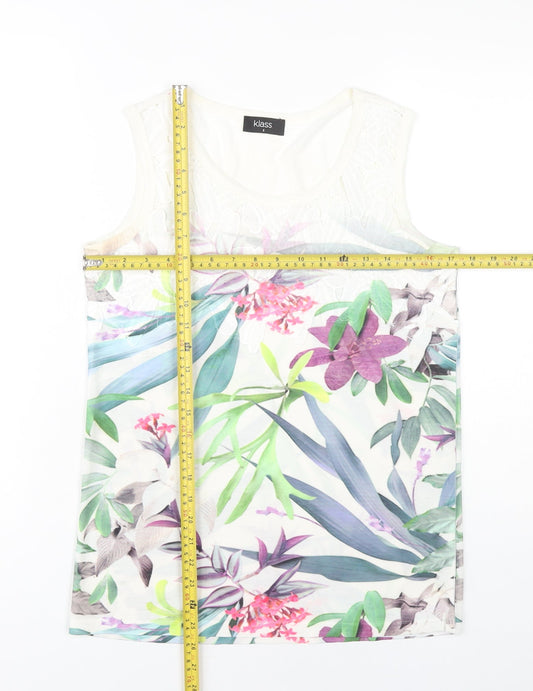 Klass Womens Multicoloured Floral Tank Top Scoop Neck Summer S
