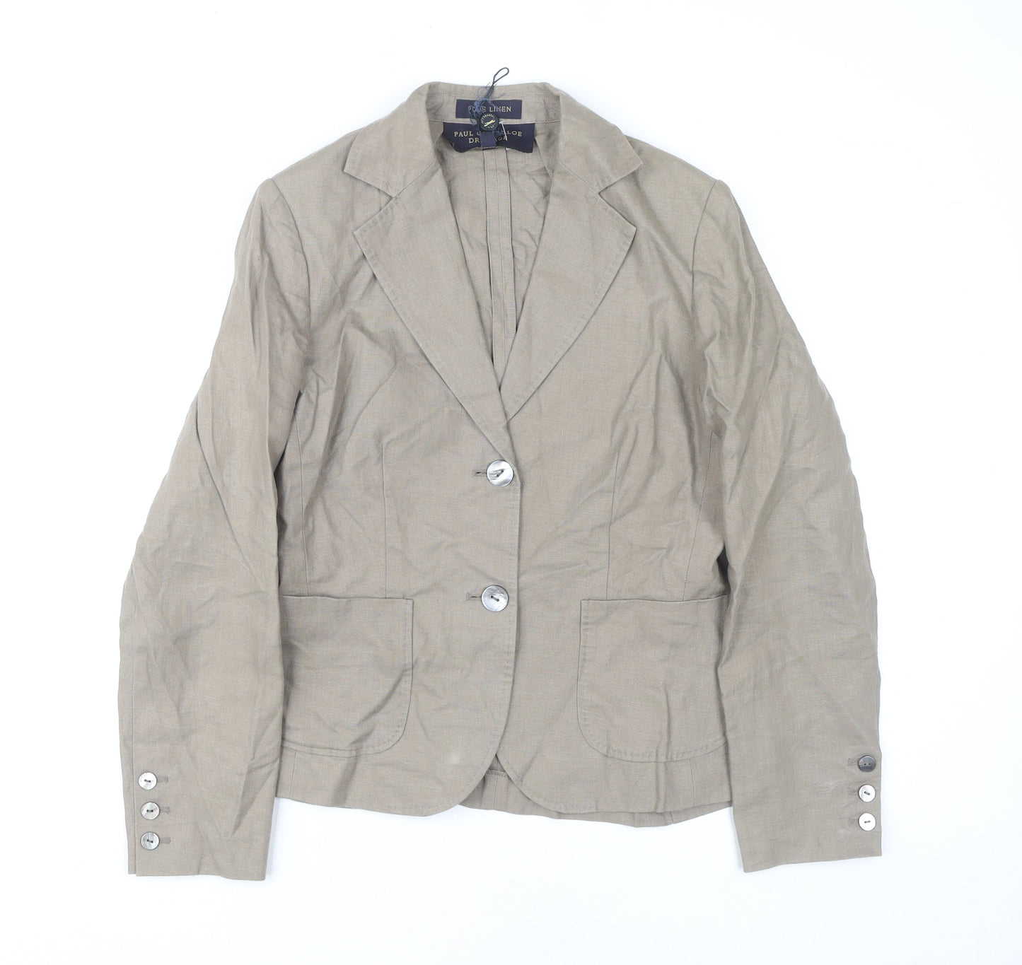 Paul Costelloe Women’s Beige Linen Blazer UK 8 Workwear Jacket