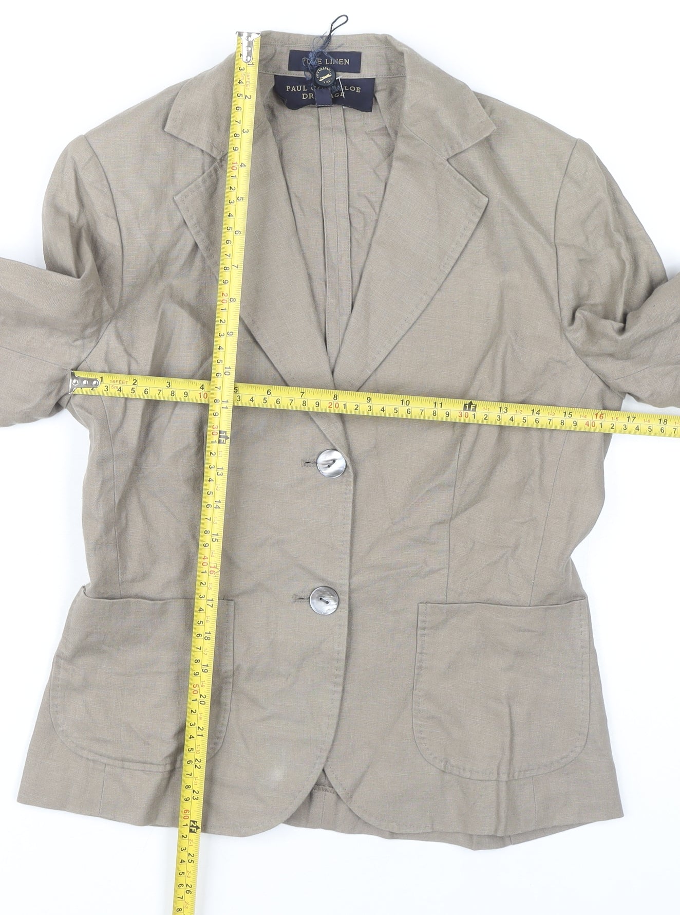 Paul Costelloe Women’s Beige Linen Blazer UK 8 Workwear Jacket