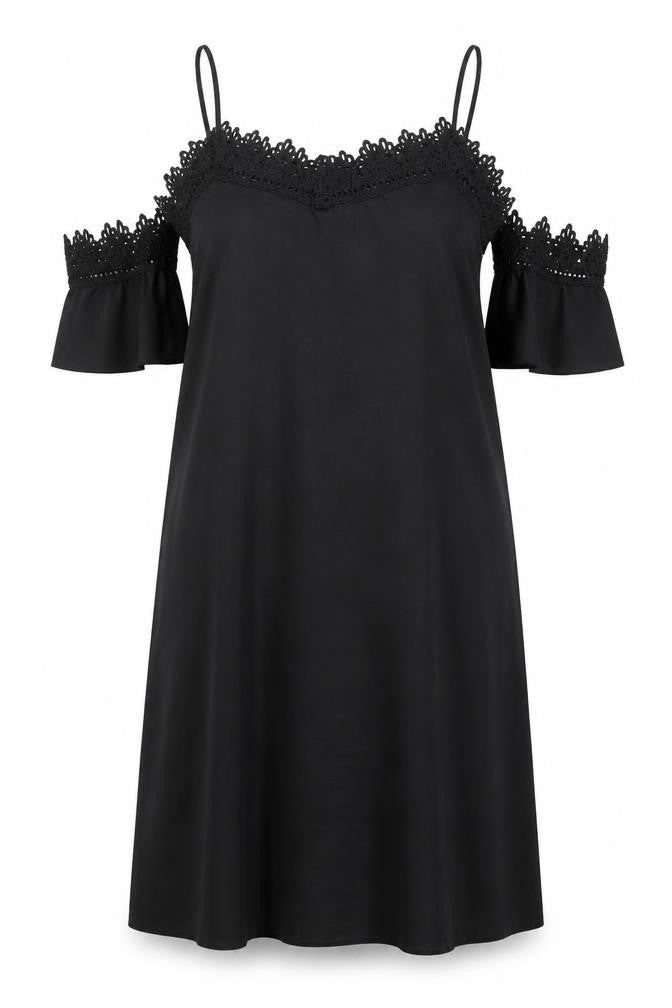 Boohoo Women Black Size 14 Cold Shoulder Crochet Midi Slip Dress