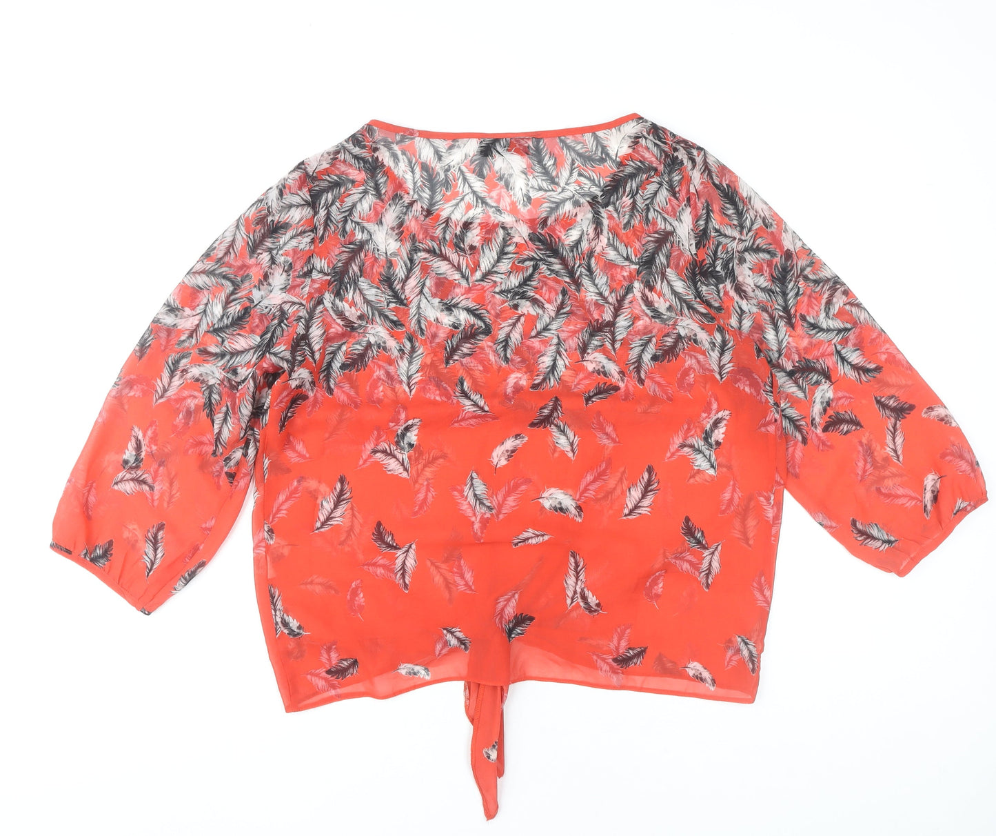 Wallis Women’s Red Feather Print Tunic Blouse Size M