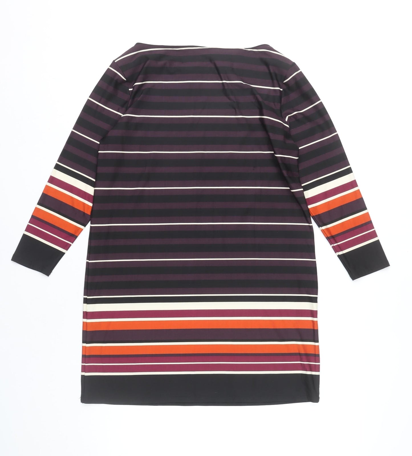 M&Co Women Black Multicolour Stripe Size 12 Shift Dress