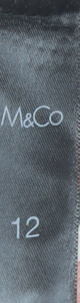M&Co Women Black Multicolour Stripe Size 12 Shift Dress