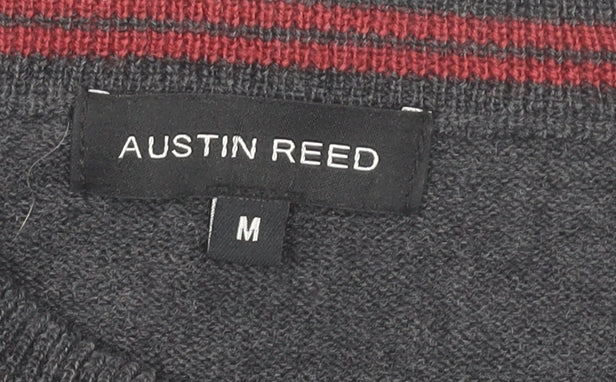 Austin Reed Mens Grey Wool Blend Jumper M Crew Neck Pullover