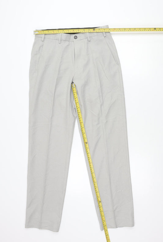 Marks and Spencer Men's Grey 30in Dress Pants Regular Fit