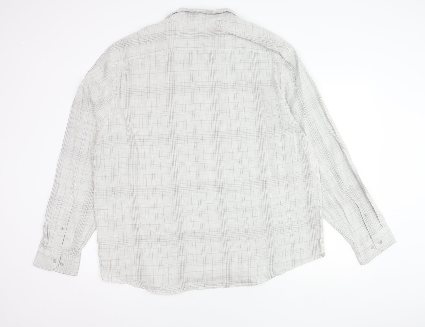 Marks and Spencer Mens Grey 3XL 50-52 inches Regular Fit Check Long Sleeve Shirt