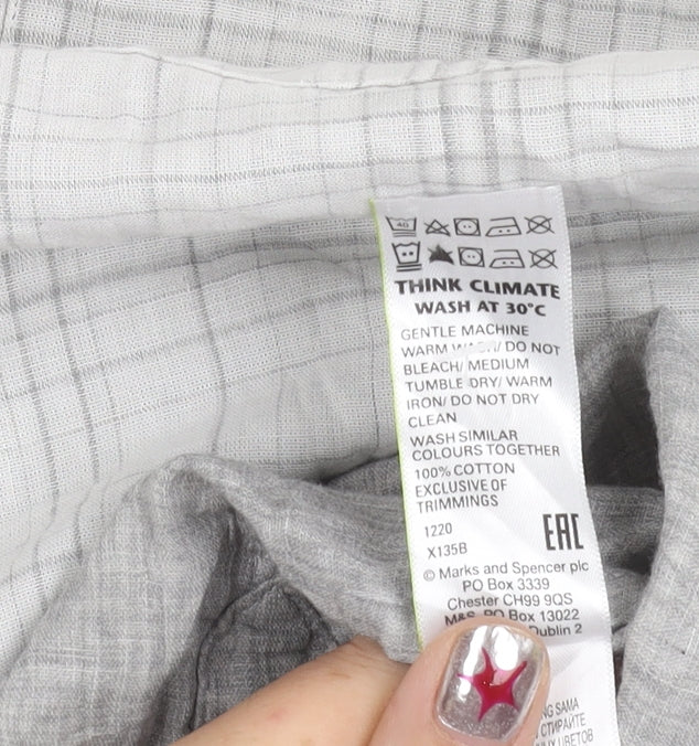 Marks and Spencer Mens Grey 3XL 50-52 inches Regular Fit Check Long Sleeve Shirt