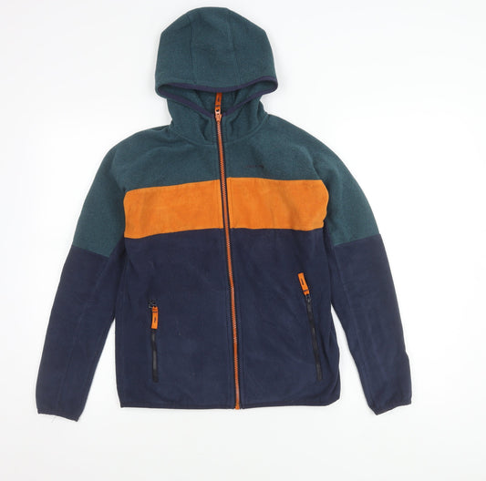 Craghoppers Boys Blue Green Orange Fleece Hooded Full Zip Jacket Age 13 EU 158