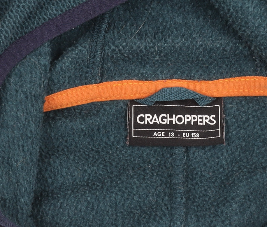 Craghoppers Boys Blue Green Orange Fleece Hooded Full Zip Jacket Age 13 EU 158