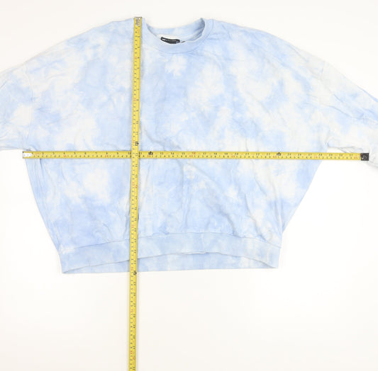 ASOS DESIGN Women’s Blue Tie-Dye Sweatshirt UK 14 Cotton Pullover