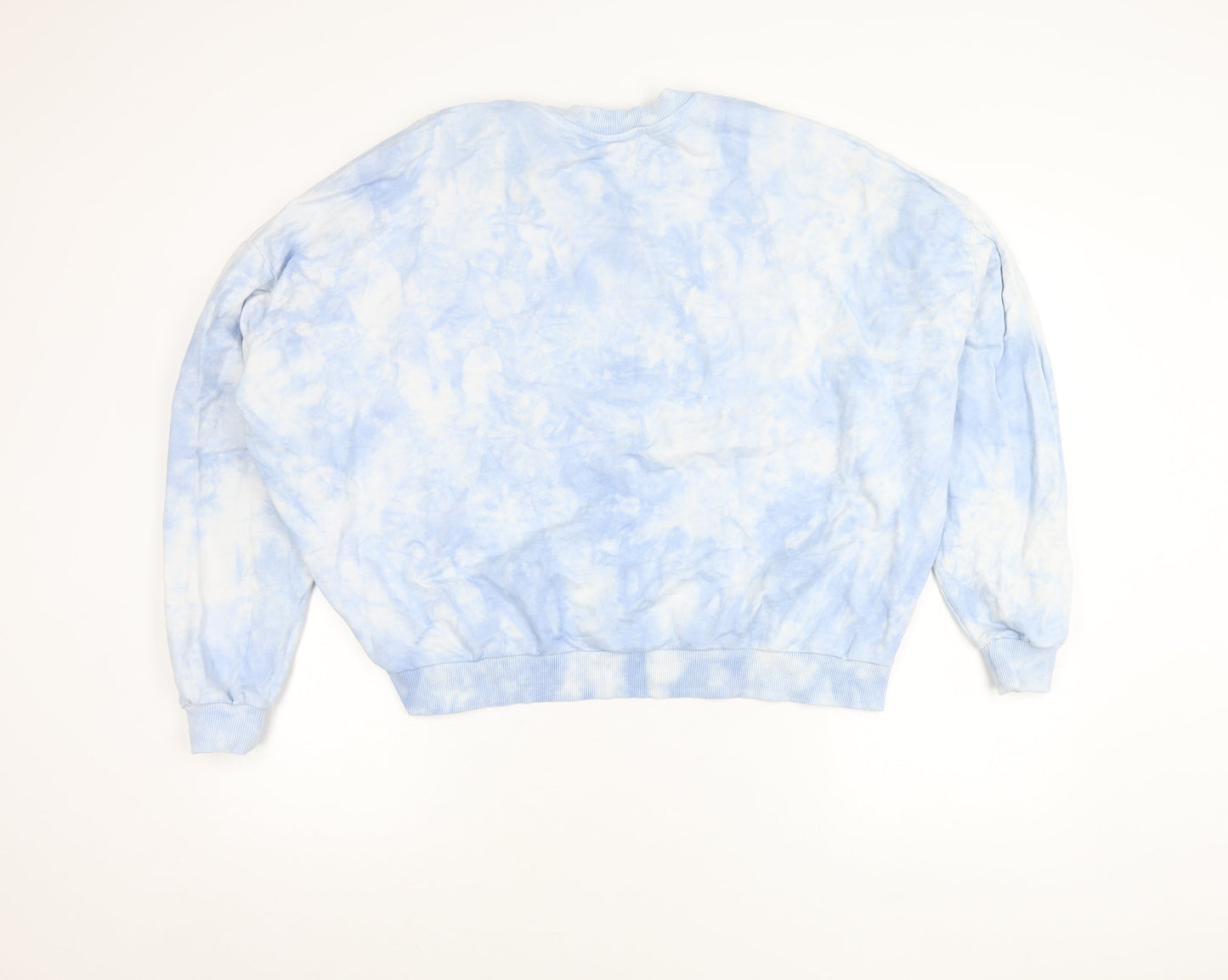ASOS DESIGN Women’s Blue Tie-Dye Sweatshirt UK 14 Cotton Pullover