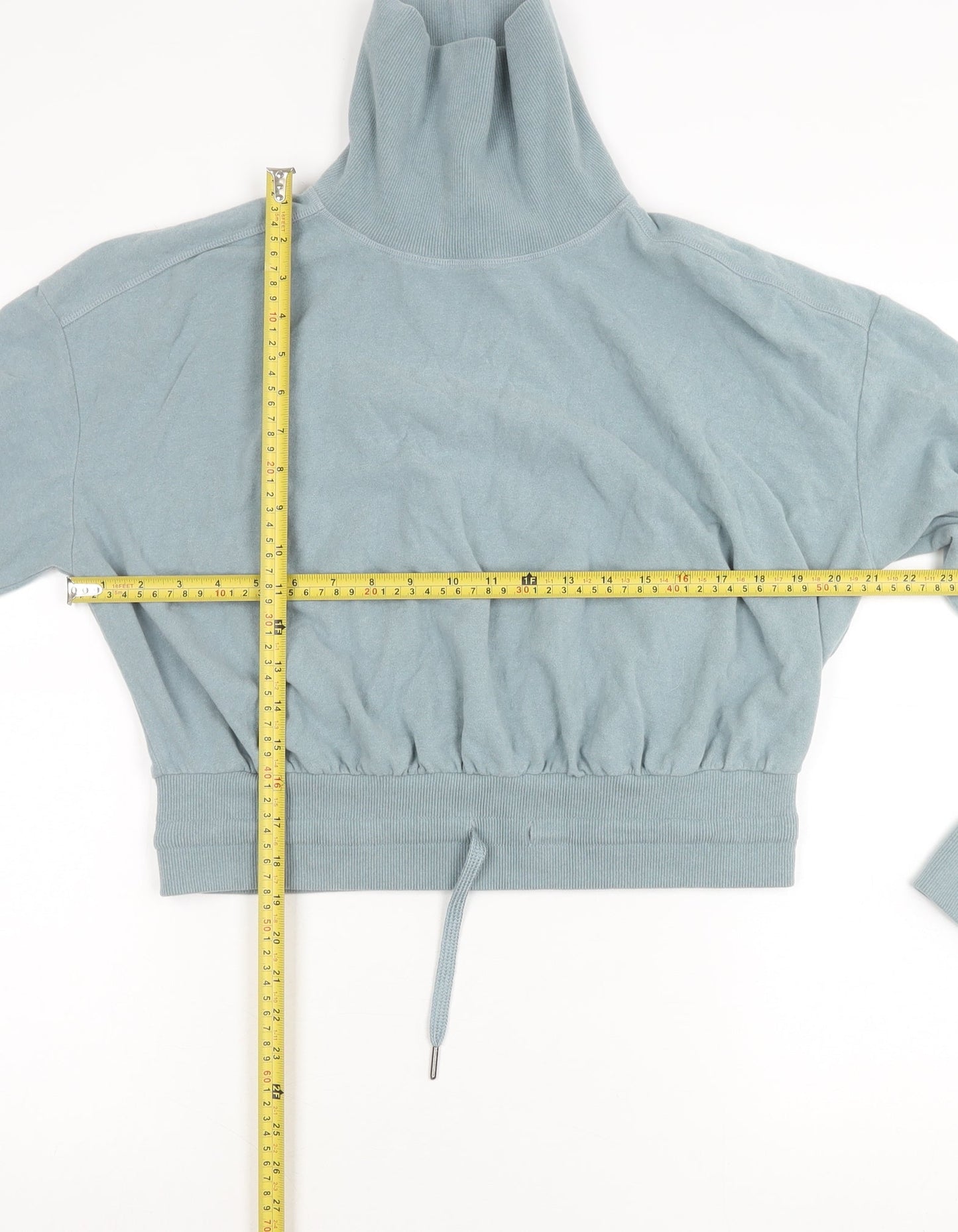 Sweaty Betty Womens Blue Sweatshirt Size S High Neck Drawstring Hem