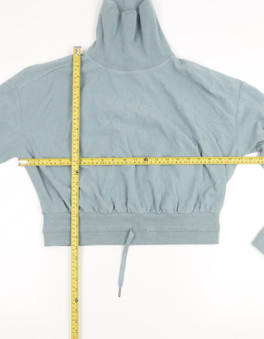 Sweaty Betty Womens Blue Sweatshirt Size S High Neck Drawstring Hem