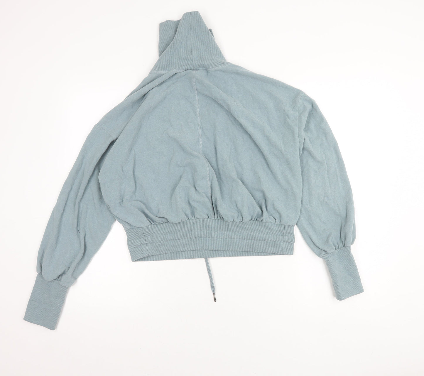 Sweaty Betty Womens Blue Sweatshirt Size S High Neck Drawstring Hem