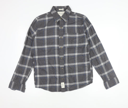 Abercrombie & Fitch Mens Grey Plaid Flannel Shirt S Muscle Fit