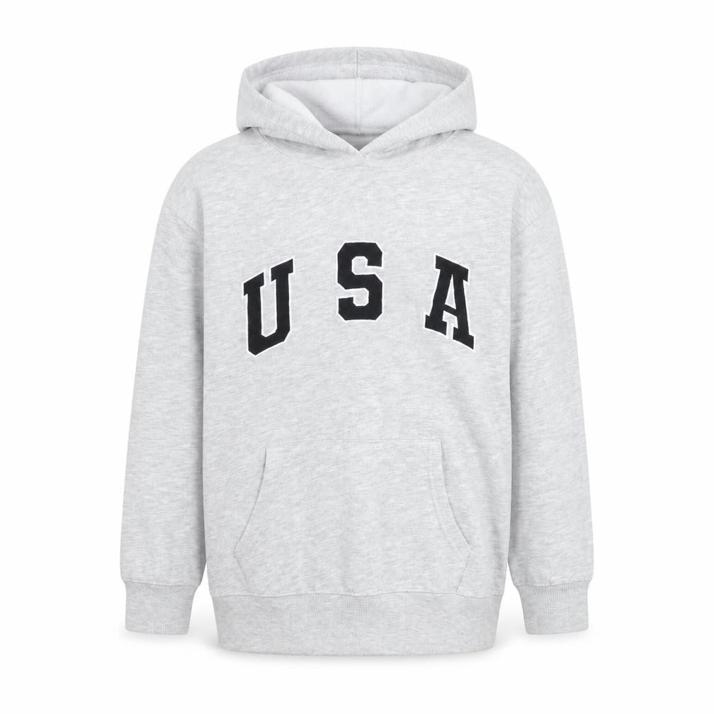 New Look Girls Grey USA Hoodie 12-13 Years Pullover Long Sleeve