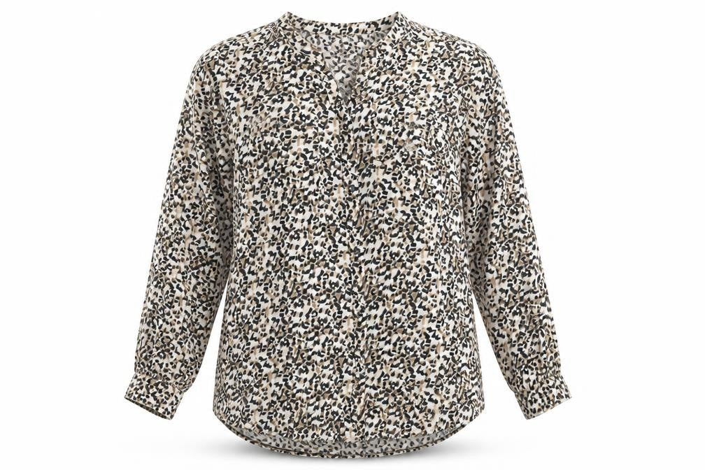 Jones New York Womens Multicoloured Animal Print Blouse Size L Long Sleeve