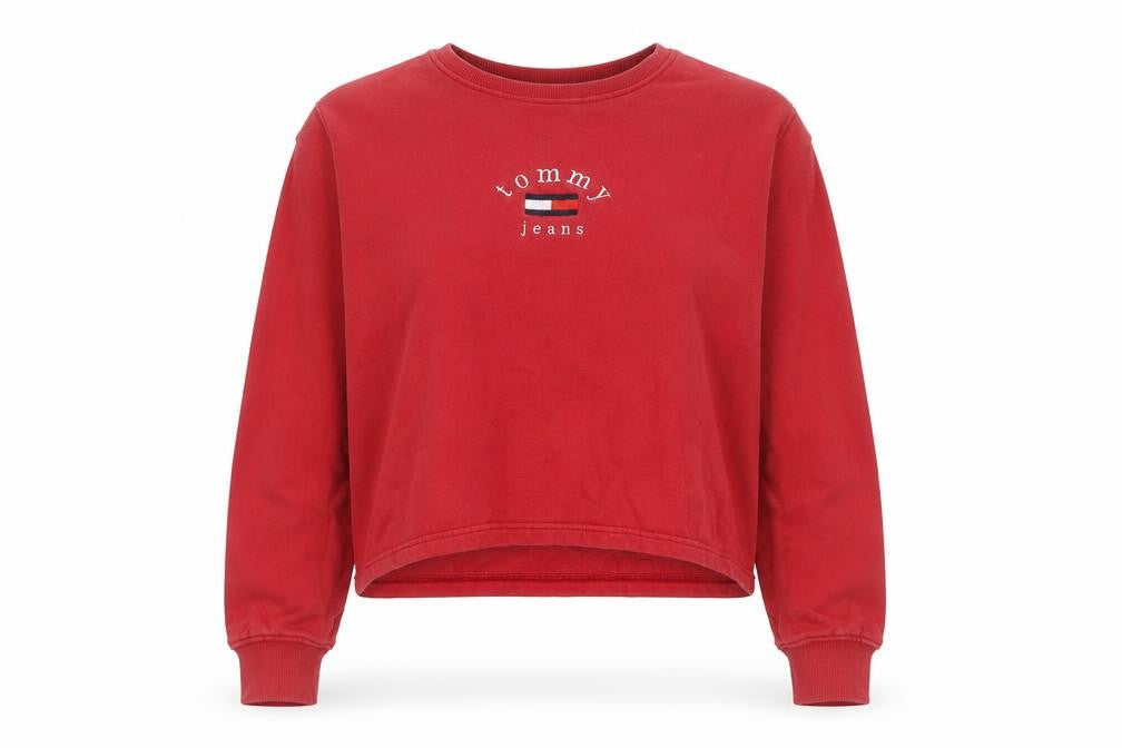 Womens UK L Regular Tommy Jeans Red Pullover Sweatshirt
