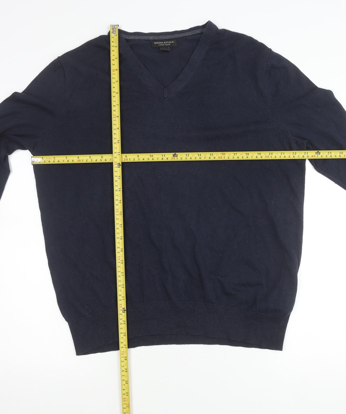 Banana Republic Men’s Blue XL V-Neck Silk Cotton Cashmere Jumper